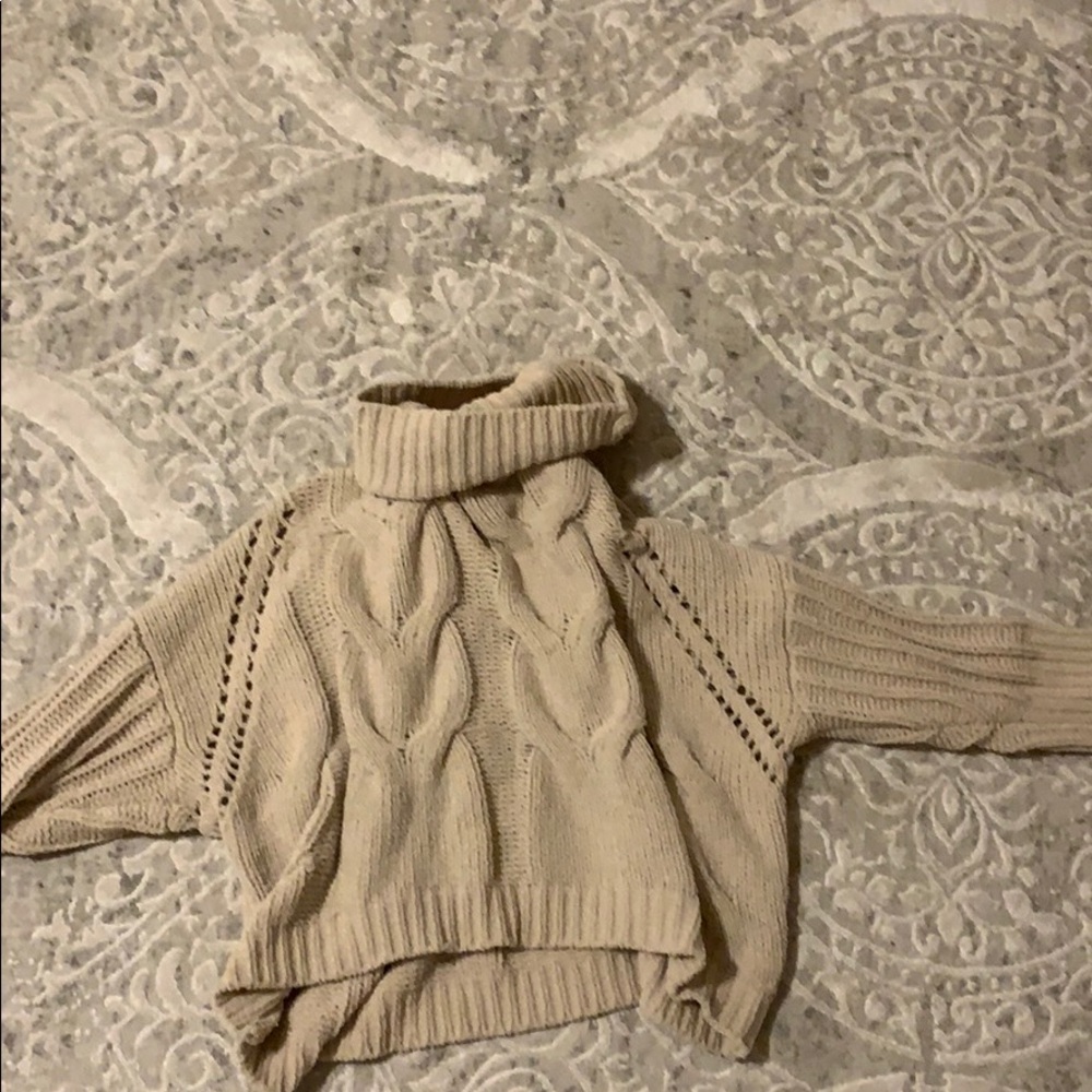 oatmeal mock neck sweater